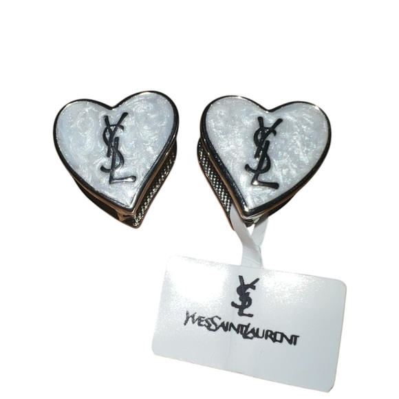 NWT Yves Saint laurent Love Earrings Versatile Earrings Snap Clip Back - Picture 3 of 8